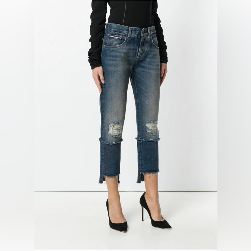 Dolce & Gabbana Distressed Ankle Jeans in Blue RARE